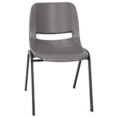 661 lb. Capacity Gray Shell Stack Chair with Black Frame and 16'' Seat Height
