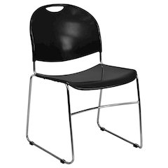 880 lb. Capacity Black Ultra-Compact Stack Chair with Chrome Frame