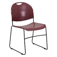Burgundy Ultra-Compact Stack Chair with Black Powder Coated Frame
