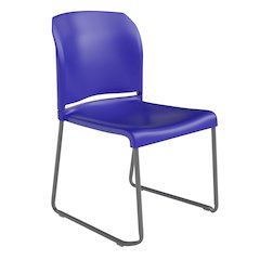 Blue Full Back Contoured Stack Chair with Gray Powder Coated Sled Base