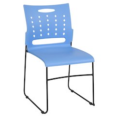 881 lb. Capacity Blue Sled Base Stack Chair with Air-Vent Back