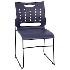 881 lb. Capacity Navy Sled Base Stack Chair with Air-Vent Back
