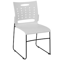 881 lb. Capacity White Sled Base Stack Chair with Air-Vent Back