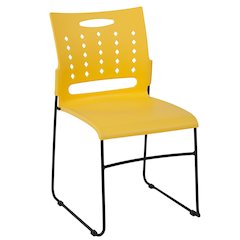 881 lb. Capacity Yellow Sled Base Stack Chair with Carry Handle and Air-Vent Back