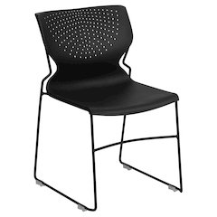 661 lb. Capacity Black Full Back Stack Chair with Black Powder Coated Frame