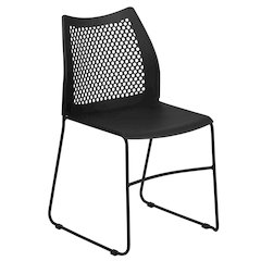 661 lb. Capacity Black Stack Chair with Air-Vent Back and Black Powder Coated Sled Base