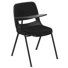 Black Padded Ergonomic Shell Chair with Right Handed Flip-Up Tablet Arm