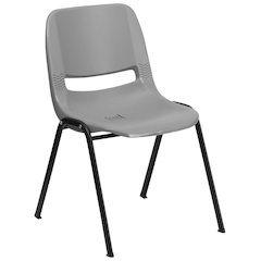 880 lb. Capacity Gray Ergonomic Shell Stack Chair with Black Frame