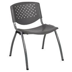 880 lb. Capacity Gray Plastic Stack Chair with Titanium Gray Powder Coated Frame