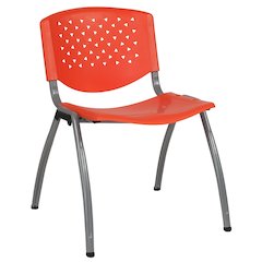 Orange Plastic Stack Chair with Titanium Gray Powder Coated Frame