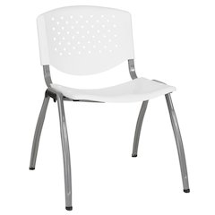 White Plastic Stack Chair with Titanium Gray Powder Coated Frame