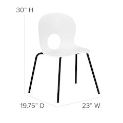 770 lb. Capacity Designer White Plastic Stack Chair with Black Frame