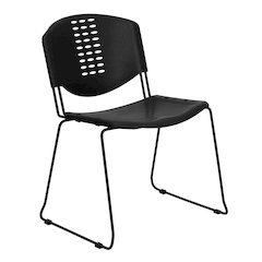 400 lb. Capacity Black Plastic Stack Chair with Black Frame