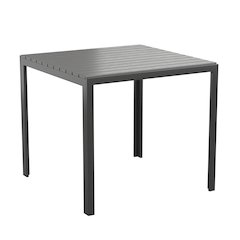 Black Steel Patio Dining Table for 4 with Black Poly Resin Slatted Top