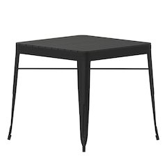 31.5" Black Steel Patio Dining Table for 4 with Black Poly Resin Slatted Top