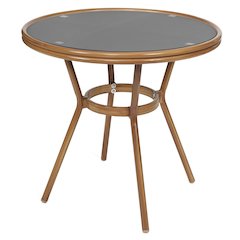 Classic Commercial Grade Bistro Table, Black Textilene/Natural Frame