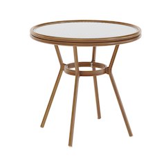 Classic Commercial Grade Bistro Table, White & Gray Rattan/Natural Frame