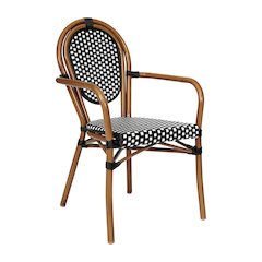 Classic Commercial Grade Bistro Chair, Black & White/Natural Frame