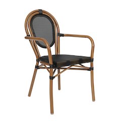 Classic Commercial Grade Indoor/Outdoor Bistro Chair, Black/Natural Frame