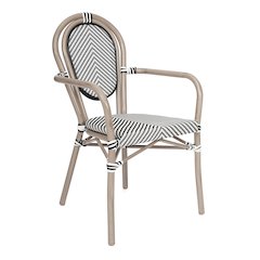 Classic Commercial Grade Bistro Chair, Black & White/Light Natural Frame