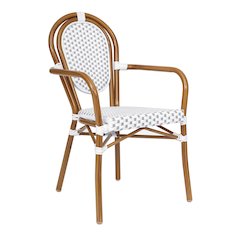 Classic Commercial Grade Indoor/Outdoor Bistro Chair, White & Gray/Natural Frame