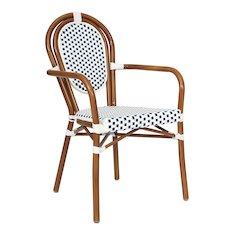 Classic Commercial Grade Indoor/Outdoor Bistro Chair, White & Navy/Natural Frame