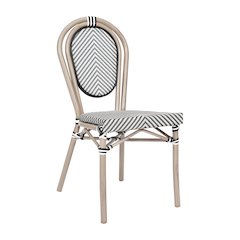 Classic Commercial Grade Bistro Chair, Black & White/Light Natural Frame