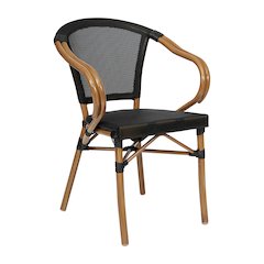 Classic Commercial Grade Indoor/Outdoor Bistro Chair, Black/Natural Frame