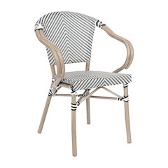 Classic Commercial Grade Bistro Chair, Black & White/Light Natural Frame