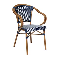 Classic Commercial Grade Indoor/Outdoor Bistro Chair, Navy & White/Natural Frame