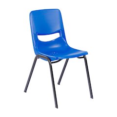 Classroom Stack Chair with Powder-Coated Frame and Navy Ergonomic Back and Seat