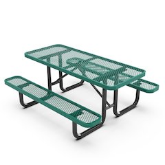 6' Rectangular Outdoor Picnic Table with Green Expanded Metal Mesh Top and Seats