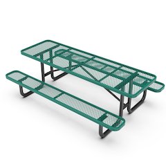 8' Rectangular Outdoor Picnic Table with Green Expanded Metal Mesh Top and Seats