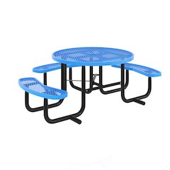 Creekside 46" Round Wheelchair Accessible Commercial Outdoor Picnic Table, Blue