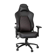 High Back Gaming Chair with 4D Armrests, Black with Red Stitching