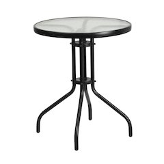23.75'' Round Tempered Glass Metal Table