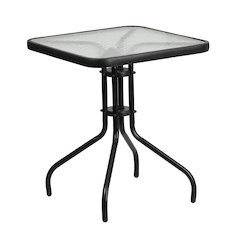23.5'' Square Tempered Glass Metal Table