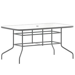 Rectangular Glass Patio Table with Seating for 6