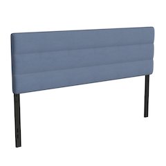 King Channel Stitched Fabric Upholstered Headboard, from 44.5" to 57.25" - Blue