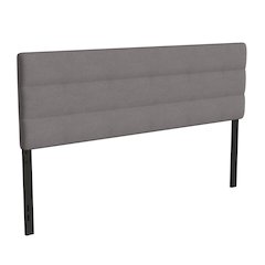 King Channel Stitched Fabric Upholstered Headboard, from 44.5" to 57.25" - Gray