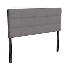 Queen Channel Stitched Fabric Upholstered Headboard, from 44.5" to 57.25" - Gray