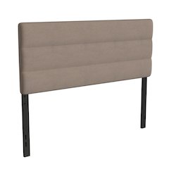 Queen Channel Stitched Fabric Upholstered Headboard,  Taupe
