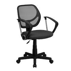 Low Back Gray Mesh Swivel Task Office Chair with Arms