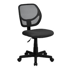 Low Back Gray Mesh Swivel Task Office Chair with Curved Square Back