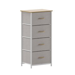 4 Drawer Dresser Storage Organizer, Beige Drawers/White Frame