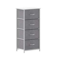 4 Drawer Dresser Storage Organizer, Gray Drawers/White Frame