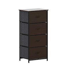 4 Drawer Dresser Storage Organizer, Brown Drawers/Black Frame