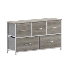 5 Drawer Dresser Storage Organizer, Light Natural Drawers/White Frame