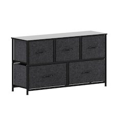 5 Drawer Dresser Storage Organizer, Black Drawers/Black Frame