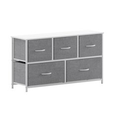 5 Drawer Dresser Storage Organizer, Gray Drawers/White Frame